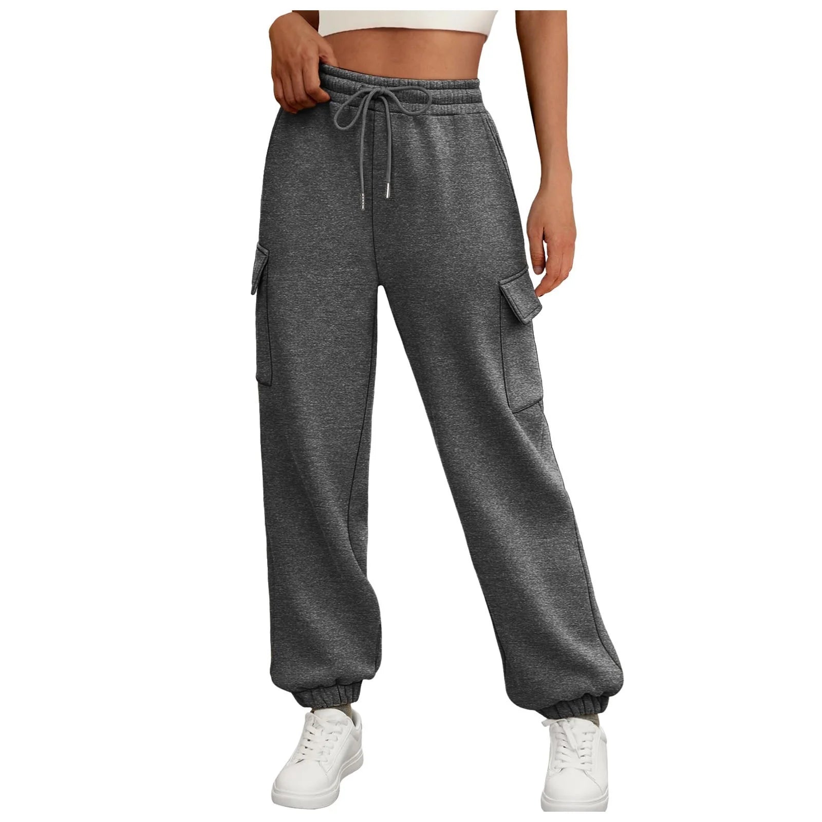 Women'S Sweatpants Fleece Lined Baggy Athletic Jogger Trousers with Pockets Fall Casual Trendy Cargo Pants Fall Outfits